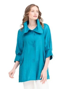 Damee ~ Classic Shimmer Swing Jacket ~ Teal